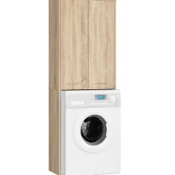 Akord Furniture Factory Meuble pour machine à laver AKORD FIN Chêne Sonoma 64 cm 2 portes façade Chêne Sonoma 4 étagères 64x30x180 cm* Rangement Buanderie