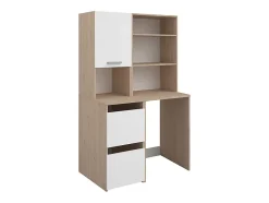 Vente-unique Meuble pour machine à laver avec étagères et placards - Naturel clair et blanc - L111 x H184 cm - ERKANO