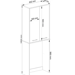 Akord Furniture Factory Meuble pour machine à laver AKORD FIN Blanche 64 cm 2 portes façade Blanche 4 étagères 64x30x180 cm