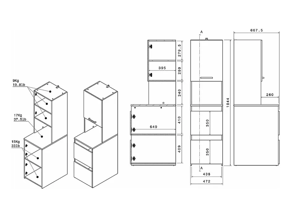 Vente-unique Meuble pour machine à laver avec penderie et placards - Naturel clair et blanc - L111 x H184 cm - ERKANO* Meuble Buanderie
