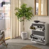 GoodHome Meuble rangement chaussures 2 niveaux blanc Pyrus l. 65 x H. 81 x P. 24,8 cm