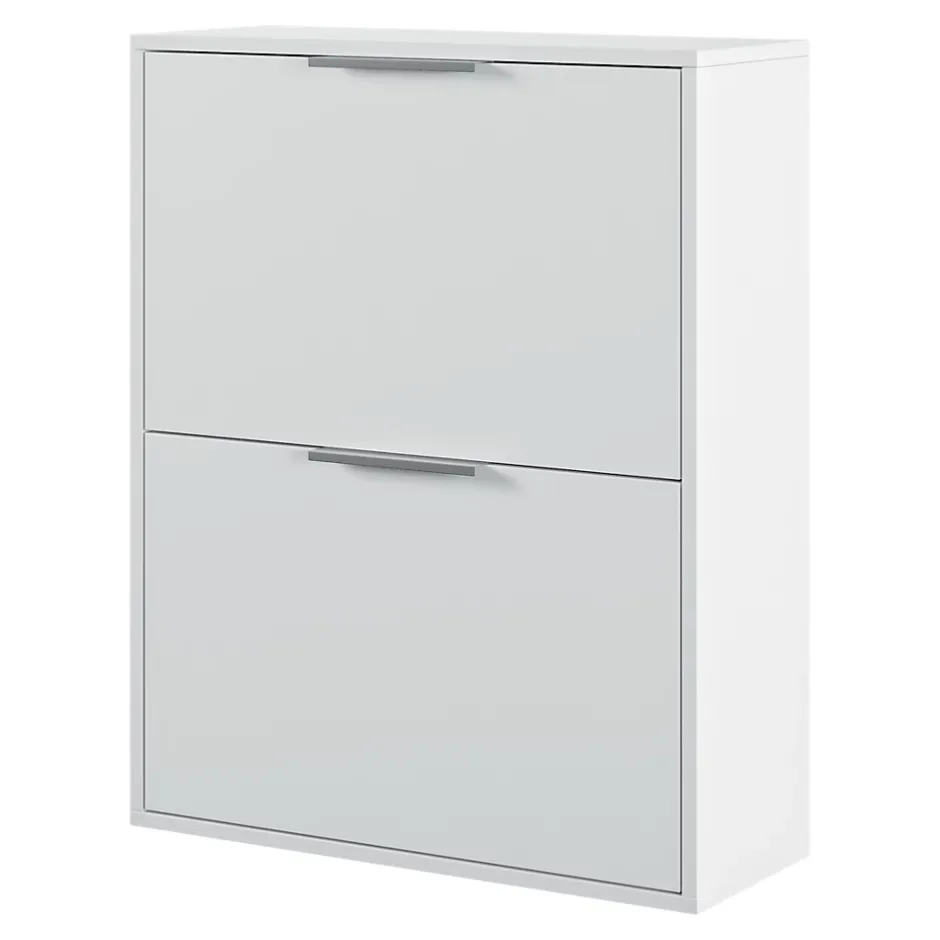 GoodHome Meuble rangement chaussures 2 niveaux blanc Pyrus l. 65 x H. 81 x P. 24,8 cm