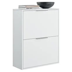 GoodHome Meuble rangement chaussures 2 niveaux blanc Pyrus l. 65 x H. 81 x P. 24,8 cm