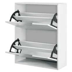GoodHome Meuble rangement chaussures 2 niveaux blanc Pyrus l. 65 x H. 81 x P. 24,8 cm