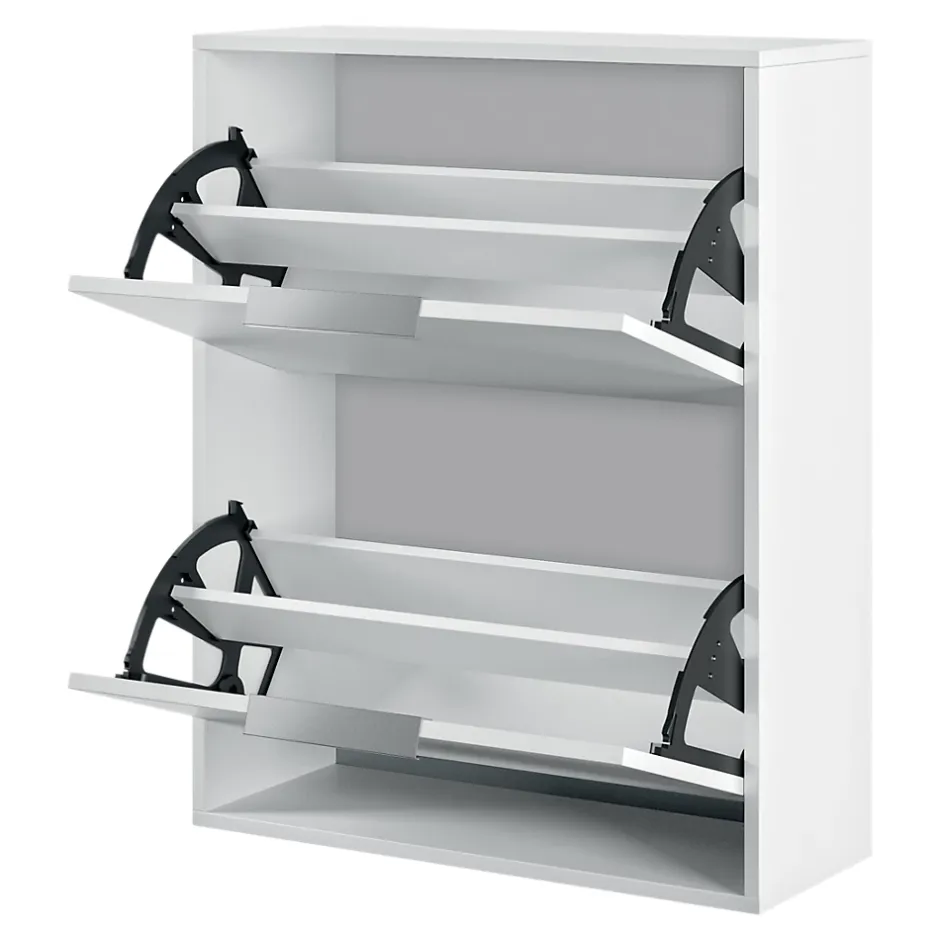 GoodHome Meuble rangement chaussures 2 niveaux blanc Pyrus l. 65 x H. 81 x P. 24,8 cm