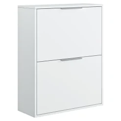 GoodHome Meuble rangement chaussures 2 niveaux blanc Pyrus l. 65 x H. 81 x P. 24,8 cm
