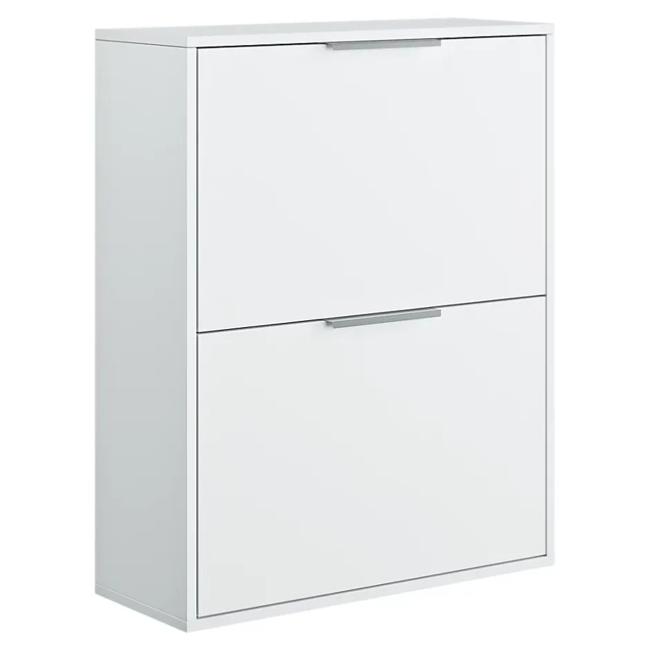 GoodHome Meuble rangement chaussures 2 niveaux blanc Pyrus l. 65 x H. 81 x P. 24,8 cm