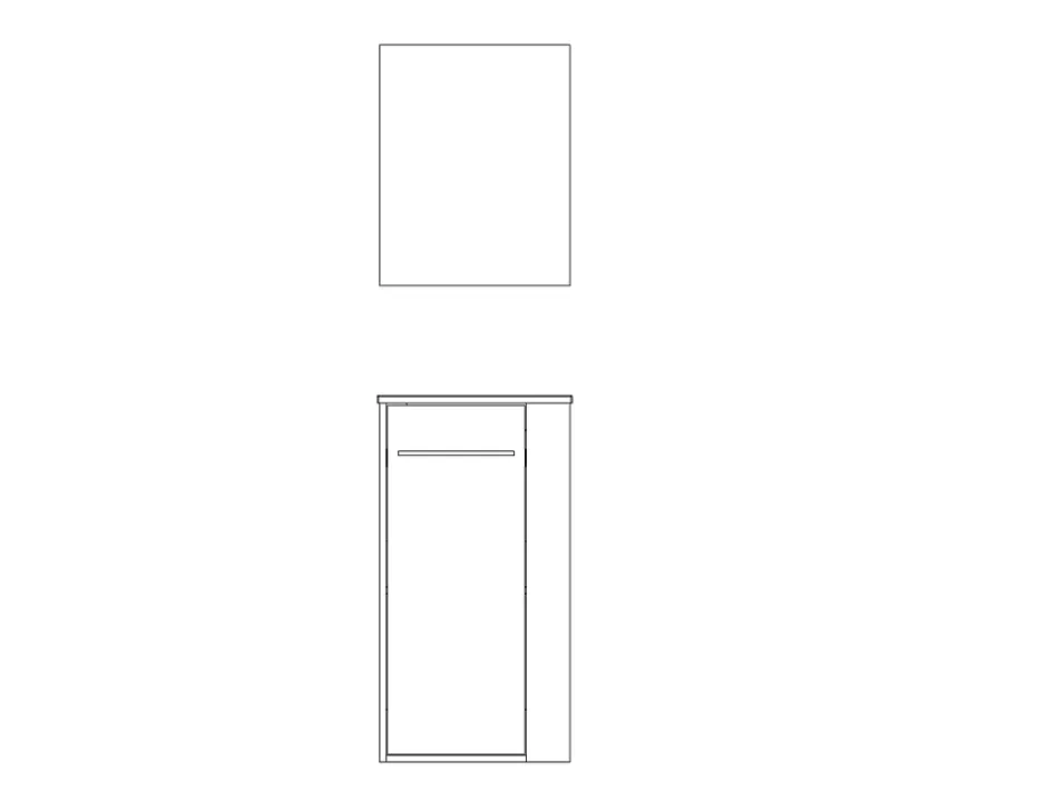 Ondee Meuble rectangle tout en un compact H.84 x l.44 cm, noir mat, porte décor bois, Nova