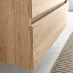Planète Bain Meuble salle de bain - 100 cm - avec vasque à poser - effet chêne brut - A suspendre - KARAIB