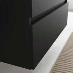 Planète Bain Meuble salle de bain - 100 cm - avec vasque à poser - Noir mat - A suspendre - KARAIB