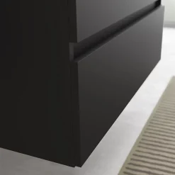 Planète Bain Meuble salle de bain - 100 cm - avec vasque à poser - Noir mat - A suspendre - KARAIB