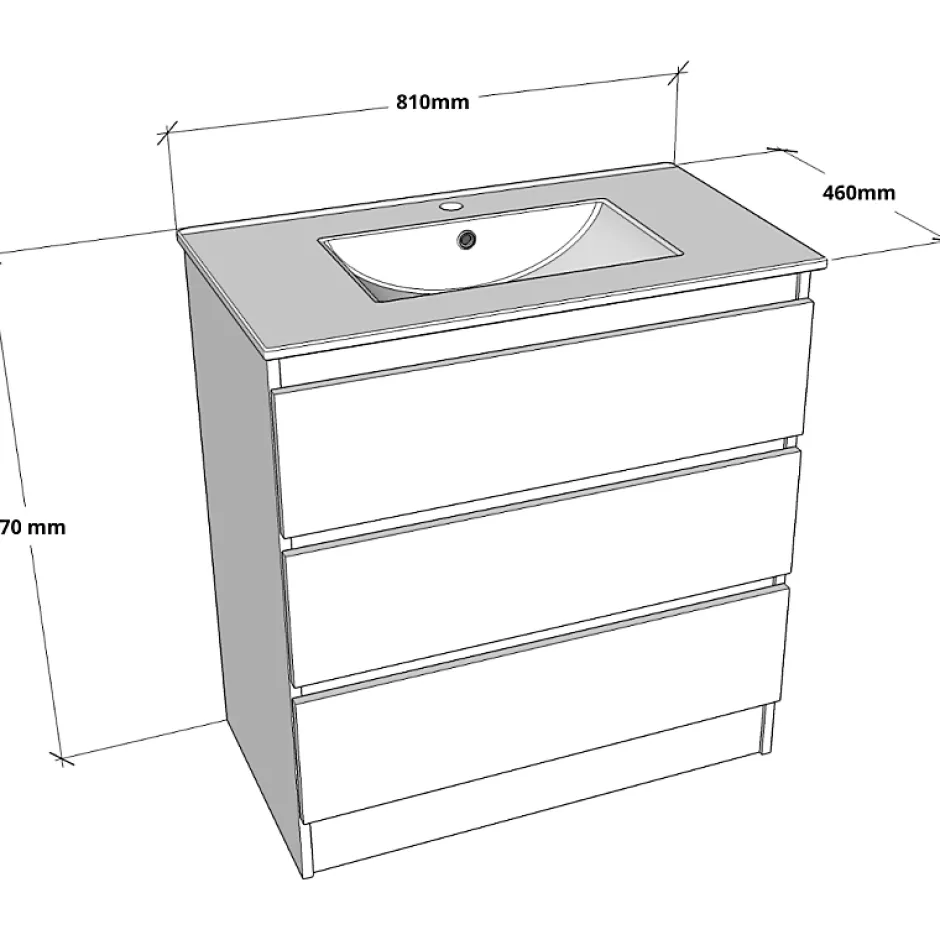 Planète Bain Meuble salle de bain 80 cm A poser - Plan vasque céramique - Effet bois strié - Karaib 2* Meuble Vasque