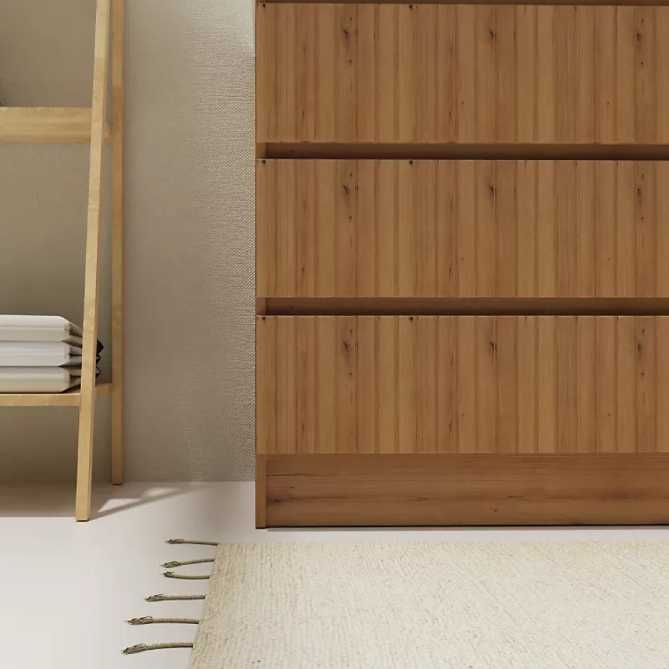 Planète Bain Meuble salle de bain 80 cm A poser - Plan vasque céramique - Effet bois strié - Karaib 2* Meuble Vasque