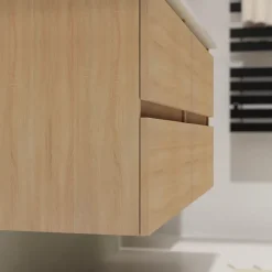 Planète Bain Meuble salle de bain 120 cm - Double vasque céramique - Effet chêne sonoma - A suspendre - Karaib 2
