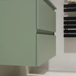 Planète Bain Meuble salle de bain 80 cm pour vasque à poser - Vert mat - A suspendre - Karaib 2* Meuble Vasque