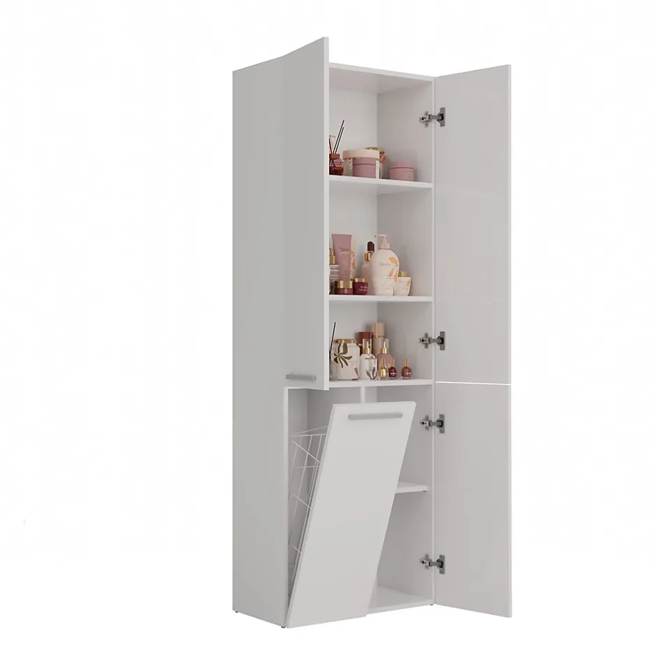 3xE Living Meuble salle de bain, 174 x 30 x 60 cm, blanc mat