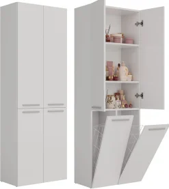 3xE Living Meuble salle de bain, 174 x 30 x 60 cm, blanc mat* Armoire De Salle De Bains