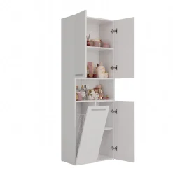 3xE Living Meuble salle de bain, 174 x 30 x 60 cm, blanc mat* Armoire De Salle De Bains