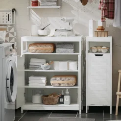 Sobuy Meuble Salle de Bain Armoire avec 2 Portes, étagères Réglables, BZR121-W,* Armoire De Salle De Bains