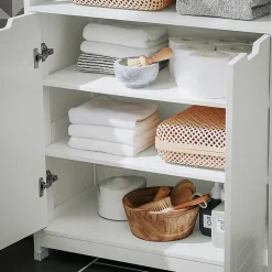 Sobuy Meuble Salle de Bain Armoire avec 2 Portes, étagères Réglables, BZR121-W,* Armoire De Salle De Bains