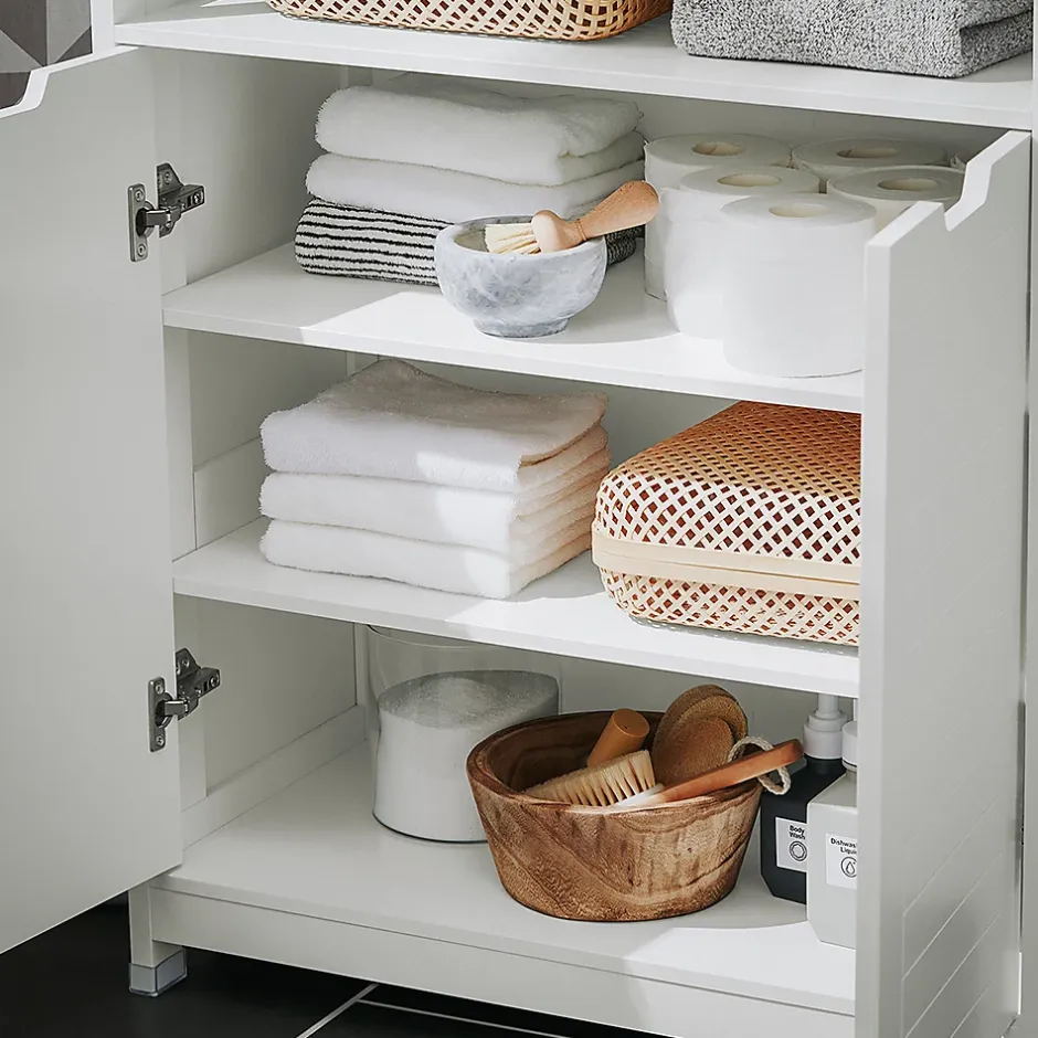 Sobuy Meuble Salle de Bain Armoire avec 2 Portes, étagères Réglables, BZR121-W,* Armoire De Salle De Bains