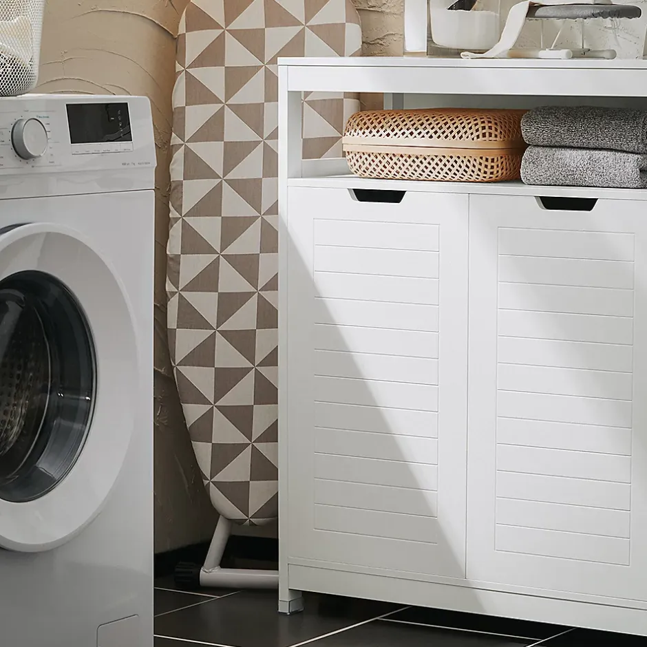 Sobuy Meuble Salle de Bain Armoire avec 2 Portes, étagères Réglables, BZR121-W,* Armoire De Salle De Bains
