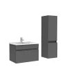 AICA Sanitaire Meuble Salle de Bain avec colonne 60cm Anthracite avec vasque ceramique* Ensemble Meuble De Salle De Bains