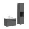 AICA Sanitaire Meuble Salle de Bain avec colonne et vasque ceramique 60cm Anthracite* Ensemble Meuble De Salle De Bains