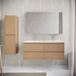 Stano Meuble salle de bain design double vasque FORTINA largeur 120 cm chêne clair
