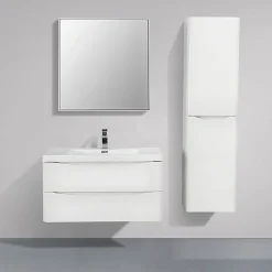 Stano Meuble salle de bain design simple vasque PIACENZA largeur 90 cm blanc laque* Meuble Vasque