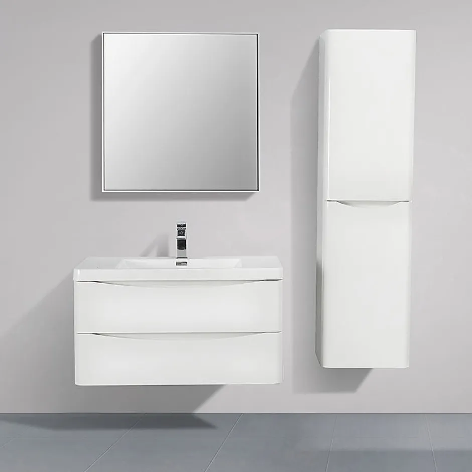 Stano Meuble salle de bain design simple vasque PIACENZA largeur 90 cm blanc laque* Meuble Vasque