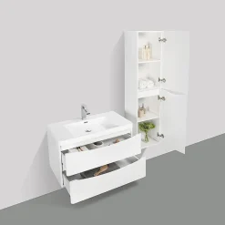 Stano Meuble salle de bain design simple vasque PIACENZA largeur 90 cm blanc laque* Meuble Vasque