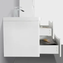 Stano Meuble salle de bain design simple vasque PIACENZA largeur 90 cm blanc laque* Meuble Vasque