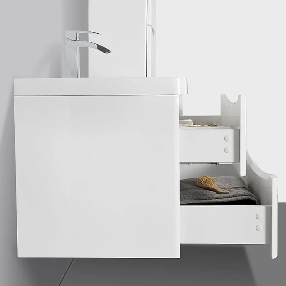 Stano Meuble salle de bain design simple vasque PIACENZA largeur 90 cm blanc laque* Meuble Vasque