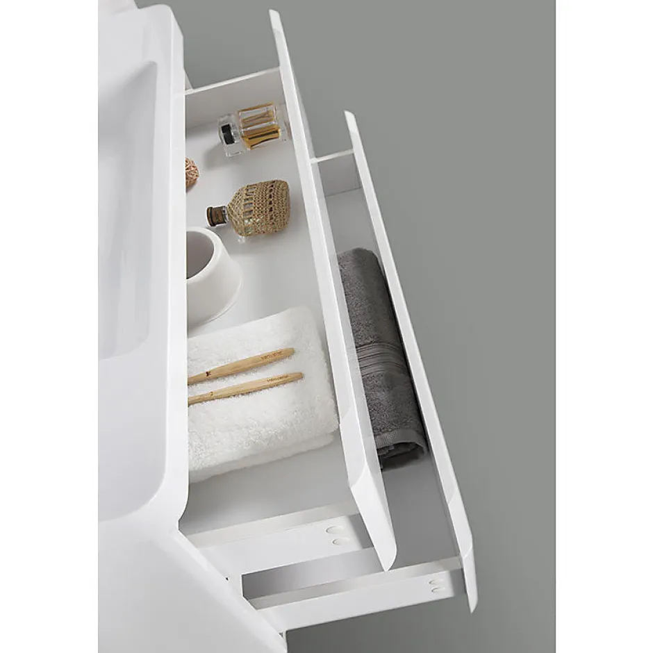 Stano Meuble salle de bain design simple vasque PIACENZA largeur 90 cm blanc laque* Meuble Vasque