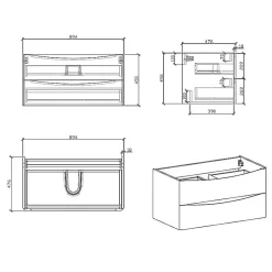 Stano Meuble salle de bain design simple vasque PIACENZA largeur 90 cm blanc laque* Meuble Vasque