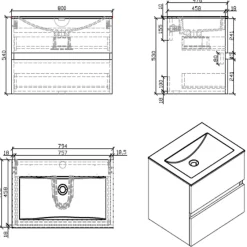 Stano Meuble salle de bain design simple vasque SIENA largeur 80 cm noyer