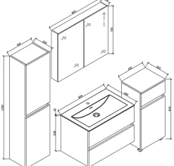 Stano Meuble salle de bain design simple vasque SIENA largeur 80 cm noyer