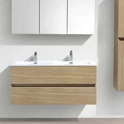 Stano Meuble salle de bain design double vasque SIENA largeur 120 cm chêne clair texture