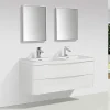Stano Meuble salle de bain design double vasque PIACENZA largeur 120 cm blanc laque* Meuble Vasque