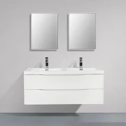 Stano Meuble salle de bain design double vasque PIACENZA largeur 120 cm blanc laque* Meuble Vasque