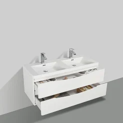 Stano Meuble salle de bain design double vasque PIACENZA largeur 120 cm blanc laque* Meuble Vasque