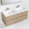 Stano Meuble salle de bain design double vasque SIENA largeur 144 cm chêne clair texture* Meuble Vasque