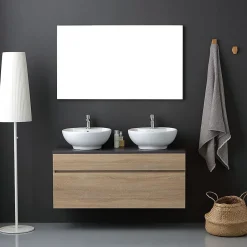 Kiamami Valentina Meuble Salle De Bain En Chêne Naturel 120Cm Avec Miroir 120X60 - Sole* Ensemble Meuble De Salle De Bains
