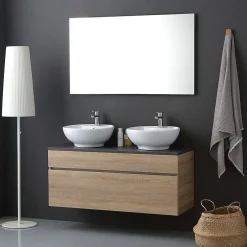 Kiamami Valentina Meuble Salle De Bain En Chêne Naturel 120Cm Avec Miroir 120X60 - Sole* Ensemble Meuble De Salle De Bains