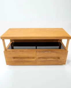 Uniqka Meuble salle de bain en teck avec étagère en verre 140 cm -