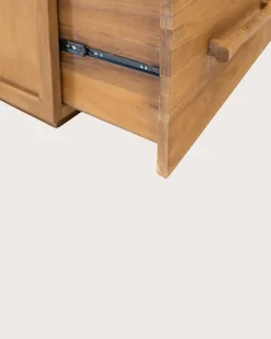 Uniqka Meuble salle de bain en teck avec étagère en verre 140 cm -