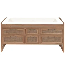 Uniqka Meuble salle de bain en teck et terazzo beige 145 cm -