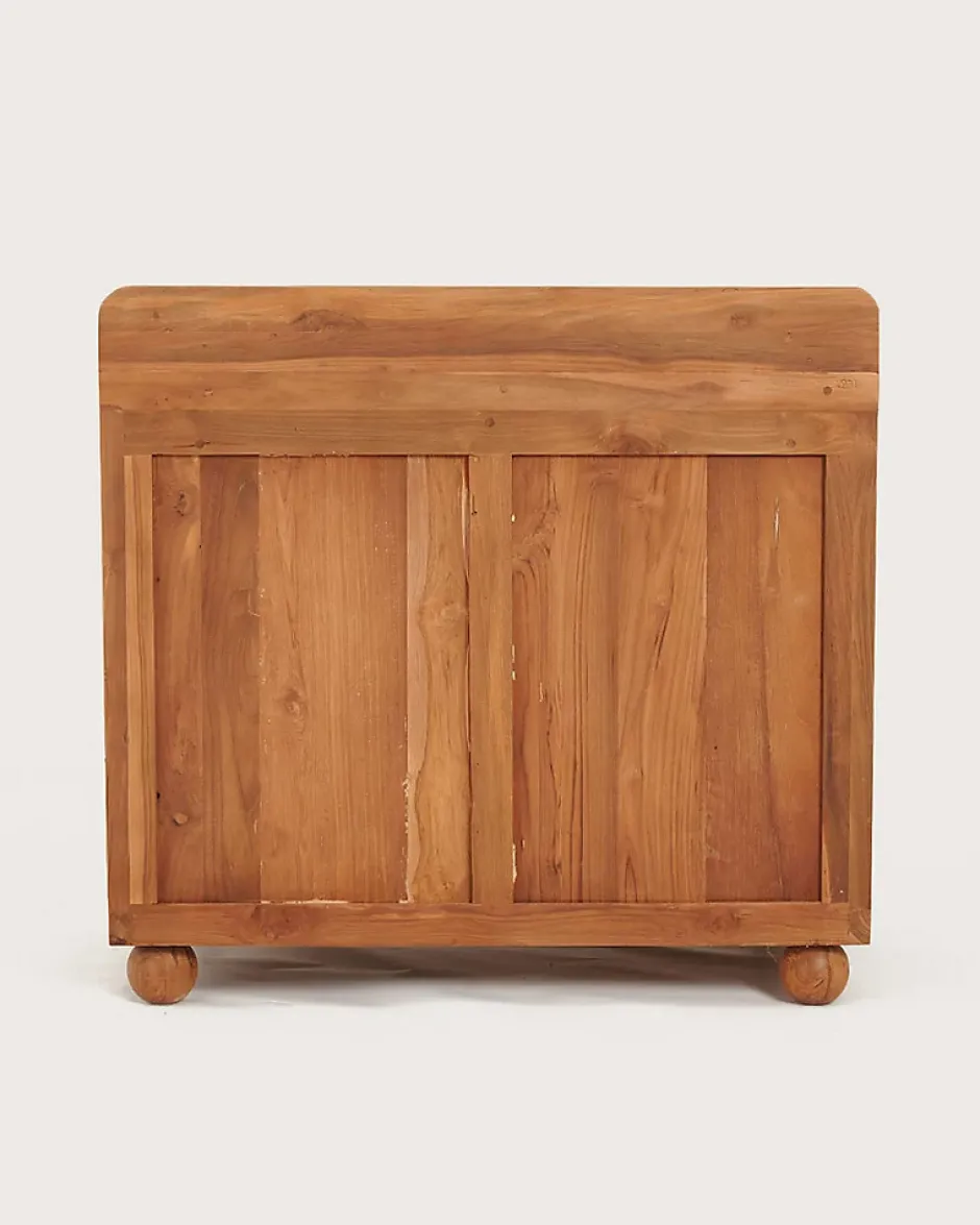Uniqka Meuble salle de bain en teck porte persienne 90 cm -* Meuble Sous-Vasque