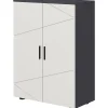 ProximaX Meuble salle de bain gris à double porte avec étagères réglables, meuble d'appoint et rangement pour salon, 60x30x82 cm* Meuble Wc